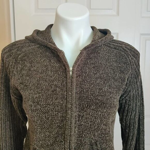 Style & Co. velour zip front hoodie cardigan sz SP - Picture 2 of 8